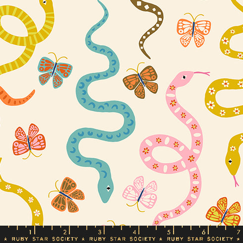 Ooh Lucky Lucky Garden Snake in Natural RS4114 11 - Ruby Star Society Sold by the Half Yard